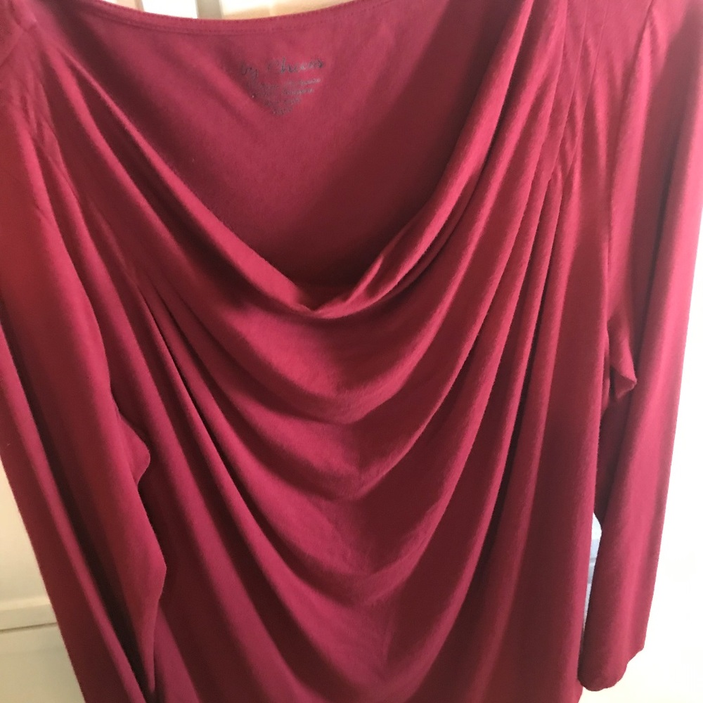 Chicos drape neck long sleeve pullover